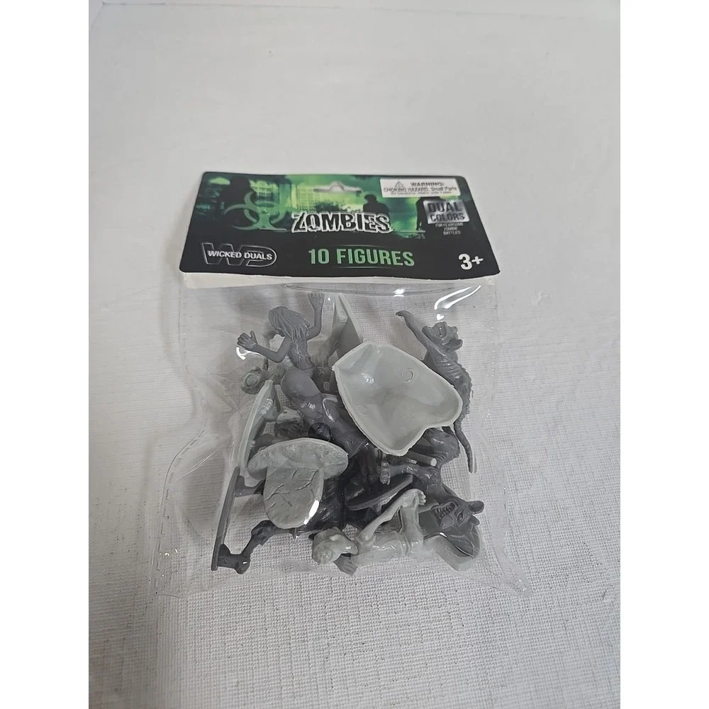 New! ~ Wicked Duals‎ ZOMBIES 10 Gray Plastic Figures SCS DIRECT Fearsome Battles
